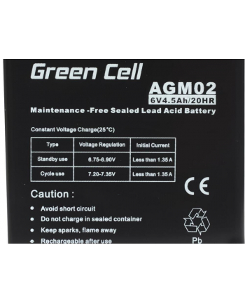green cell Akumulator żelowy 6V 4.5Ah nr 2