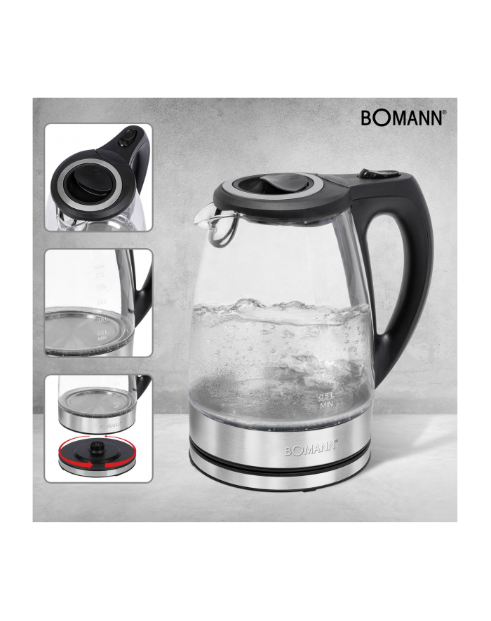 Bomann glass kettle WKS 6032 G (stainless steel / black, 1.7 liters) główny