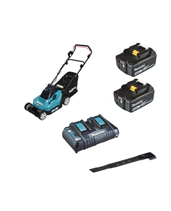 Makita cordless lawn mower DLM382PM2, 36Volt (2x18V) (blue / black, 2x Li-ion battery 4.0Ah)