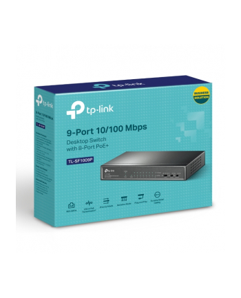 TP-LINK TL-SF1009P 9-Port 10/100 Mbps Steel Desktop Switch with 8-Port PoE+ 67W PoE budget