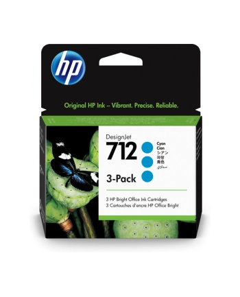 hp inc. HP 712 3-Pack 29-ml Cyan DesignJet Ink Cartridge nr 2