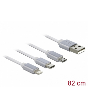 DELOCK USB 3in1 Retractable Charging Cable for 8 pin / Micro USB / USB Type-C white