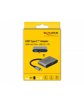 DELOCK USB Type-C Adapter to HDMI and VGA with USB 3.0 Port and PD