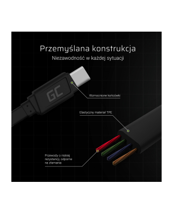 green cell Kabel GCmatte USB-C Płaski 25 cm