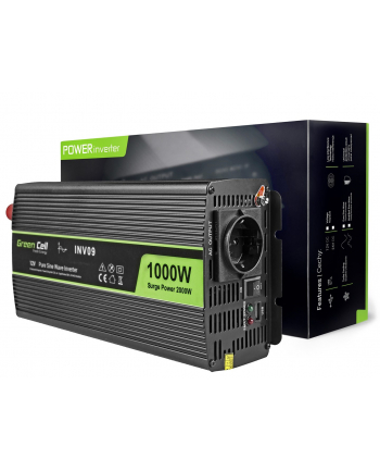 green cell Przetwornica 12V/230V 1000W/2000W Czysty sinus