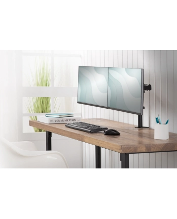 digitus Uchwyt biurkowy podwójny z zaciskiem 2xLCD max. 32' max. Obciążenie 2x 8kg uchylno-obrotowy czarny