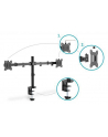 digitus Uchwyt biurkowy podwójny z zaciskiem 2xLCD max. 32' max. Obciążenie 2x 8kg uchylno-obrotowy czarny - nr 18