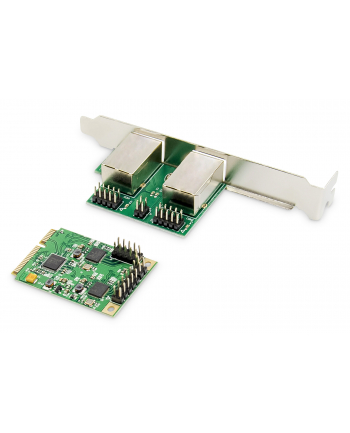 digitus Karta sieciowa przewodowa mini PCI Express 2x RJ45 Gigabit 10/100/1000Mbps Low Profile