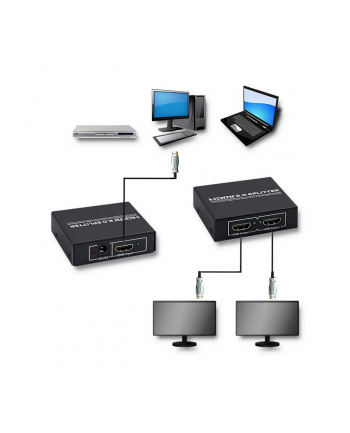 qoltec Aktywny rozdzielacz Splitter HDMI 1x2 | v.2.0