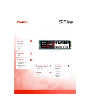 silicon power Dysk SSD A80 2TB M.2 PCIe 3400/3000 MB/s NVMe nr 2