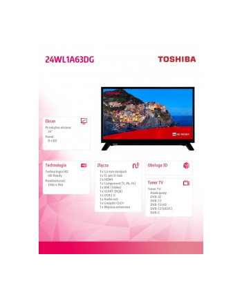 toshiba Telewizor LED 24 cale 24WL1A63DG