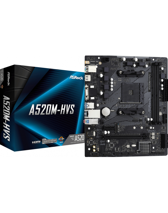 asrock Płyta główna A520M-HVS AM4 2DDR4 HDMI/VGA M.2 mATX główny