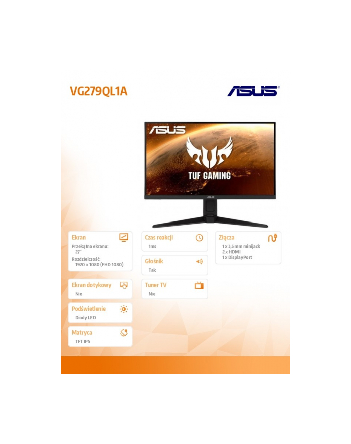 asus Monitor 27 cali VG279QL1A główny