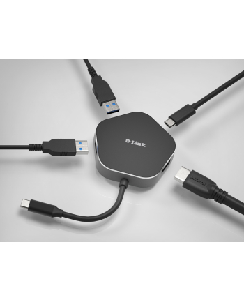D-LINK USB-C 4-port USB 3.0 hub with HDMI and USB-C charging port