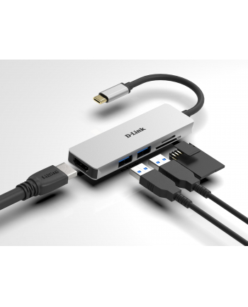 D-LINK USB-C 5-port USB 3.0 hub with HDMI and SD ' microSD card reader