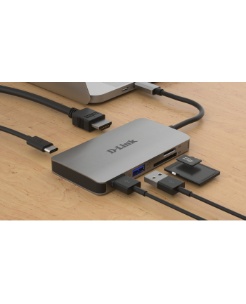 D-LINK USB-C 6-port USB 3.0 hub with HDMI and SD ' microSD card reader and USB-C charging port