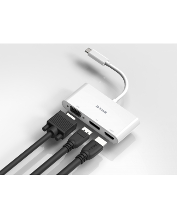 D-LINK USB-C 3-port video adapter with HDMI ' Displayport ' VGA