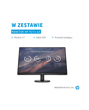 hp inc. HP P27v G4 27inch IPS Monitor FHD 1920x1080 16:9 1000:1 5ms 1xHDMI1.4 1xVGA Black