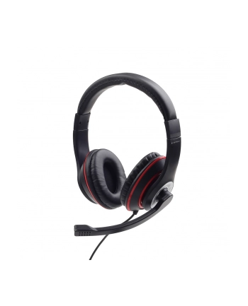 GEMBIRD MHS-03-BKRD Stereo headset with microphone black color with red ring
