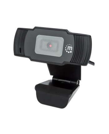 MANHATTAN 1080p USB Webcam Two Megapixels 1080p Full HD USB-A Plug Integrated Microphone Adjustable Clip Base 30fps Black nr 1