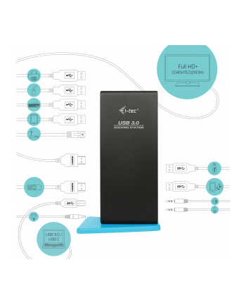 I-TEC USB 3.0/USB-C Dual HDMI Docking Station 2x HDMI 1x GLAN 2x USB 3.0 4x USB 2.0 1x Audio 1x Mic