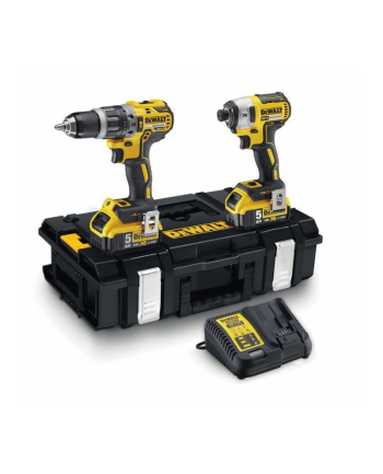 DeWALT cordless hammer drill DCK266P2 set, 18V, 2-piece. (yellow / black, tough box, 2x battery 5Ah incl. cordless impact wrench)