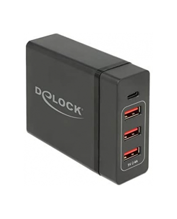 DeLOCK USB charger 1 x USB Type-C PD + 3 x USB Type-A 60 W (black)