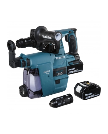 Makita cordless combi hammer DHR243RTJW, 18Volt, rotary hammer (blue / black, MAKPAC size 4, 2x Li-Ion batteries 5.0 Ah, dust extraction DX07) nr 1