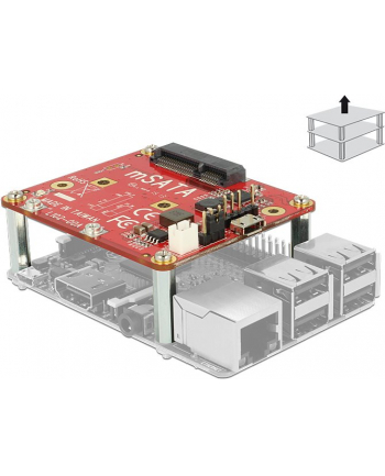 DeLOCK converter USB Micro-B + 5Pin USB> mSATA, adapter (red)