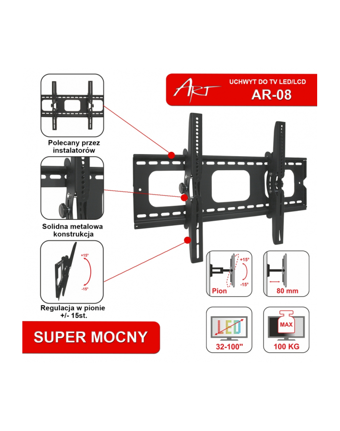 UCHWYT DO TV LCD/LED 32-100  100KG AR-08 ART główny