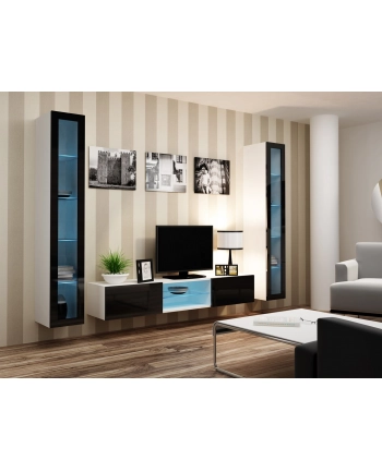 cama meble Witryna VIGO szkło'180' 180/40/30 biały/czarny poł
