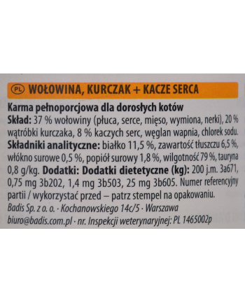 ANIMONDA Carny Adult smak: wołowina  kurczak i kacze serca - mokra karma dla kota - 200g