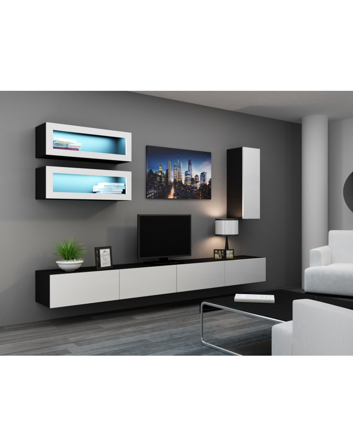 cama meble Witryna VIGO '90' pełna 90/35/32 czarny/biały poł główny