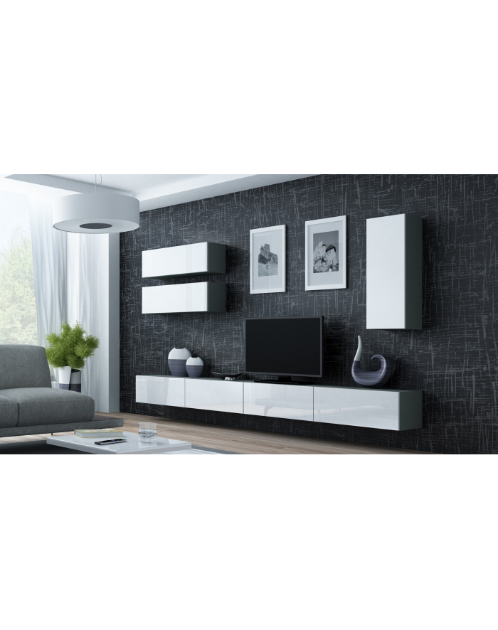 cama meble Witryna VIGO '90' pełna 90/35/32 szary/biały połysk główny