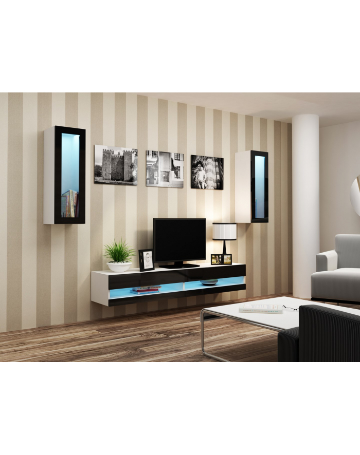 cama meble Szafka RTV VIGO NEW '140' 30/140/40 biały/czarpoł główny