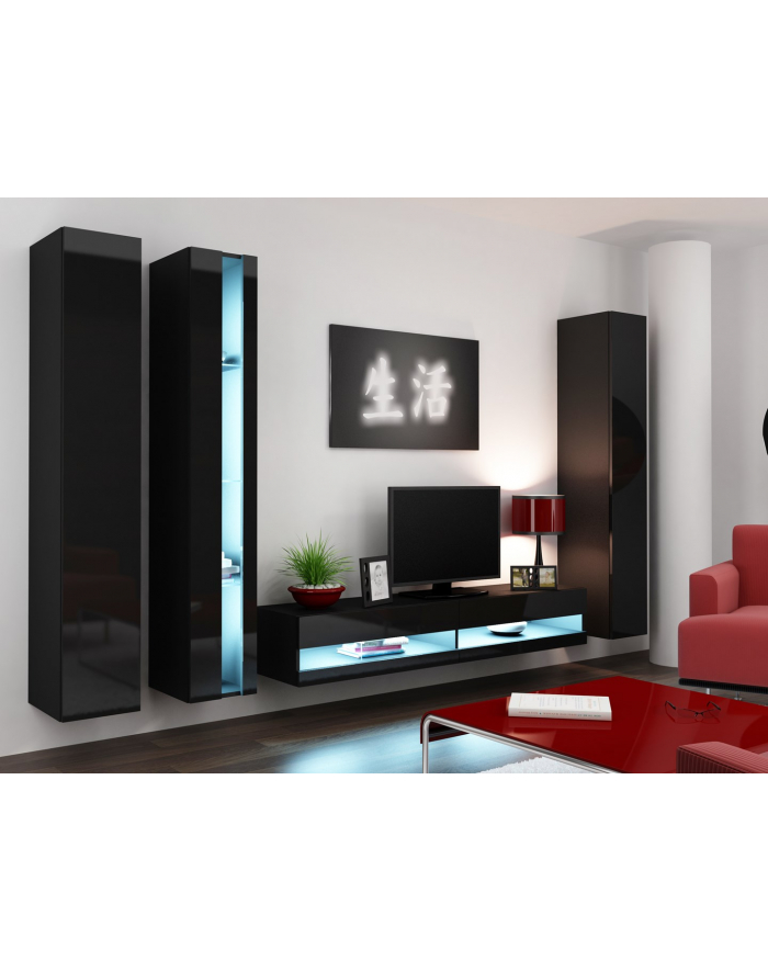 cama meble Szafka RTV VIGO NEW '140' 30/140/40 czarny/czarpoł główny