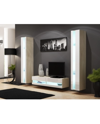 cama meble Regał VIGO NEW 180/40/30 dąb sonoma/biały połysk nr 1