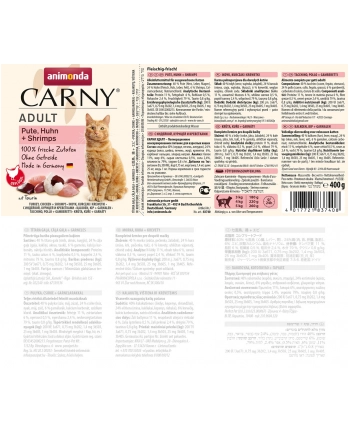 ANIMONDA Carny Adult smak: indyk  kurczak  krewetki - karma mokra dla kota - 400g nr 1