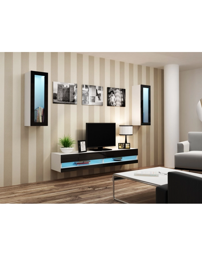 cama meble Szafka RTV VIGO NEW '140' 30/140/40 biały/czarpoł główny