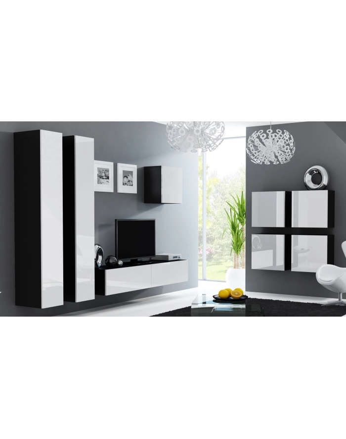 cama meble Witryna VIGO kwadrat 50/50/30 czarny/biały połysk główny