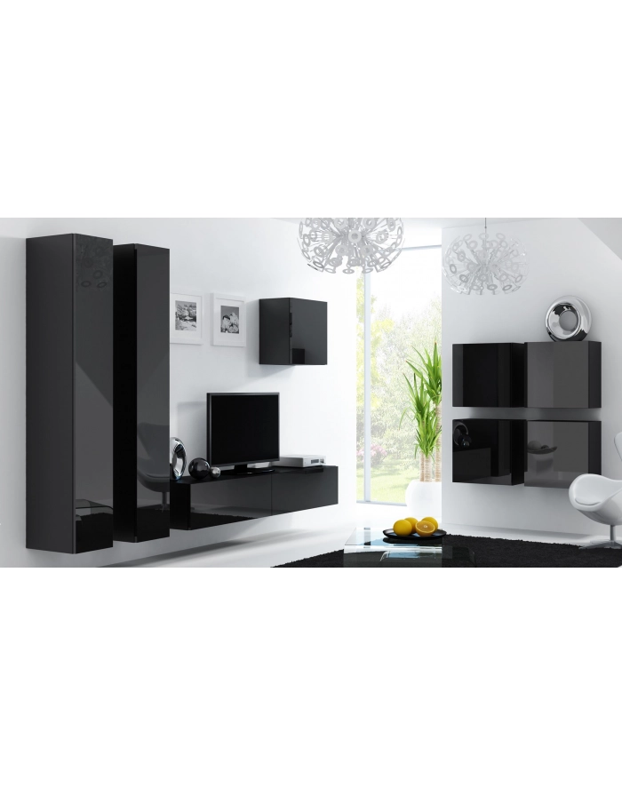 cama meble Witryna VIGO kwadrat 50/50/30 czarny/czarny połysk główny