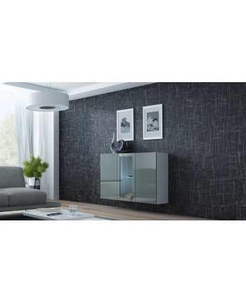 cama meble Komoda VIGO 90/120/38 biały/szary połysk nr 2