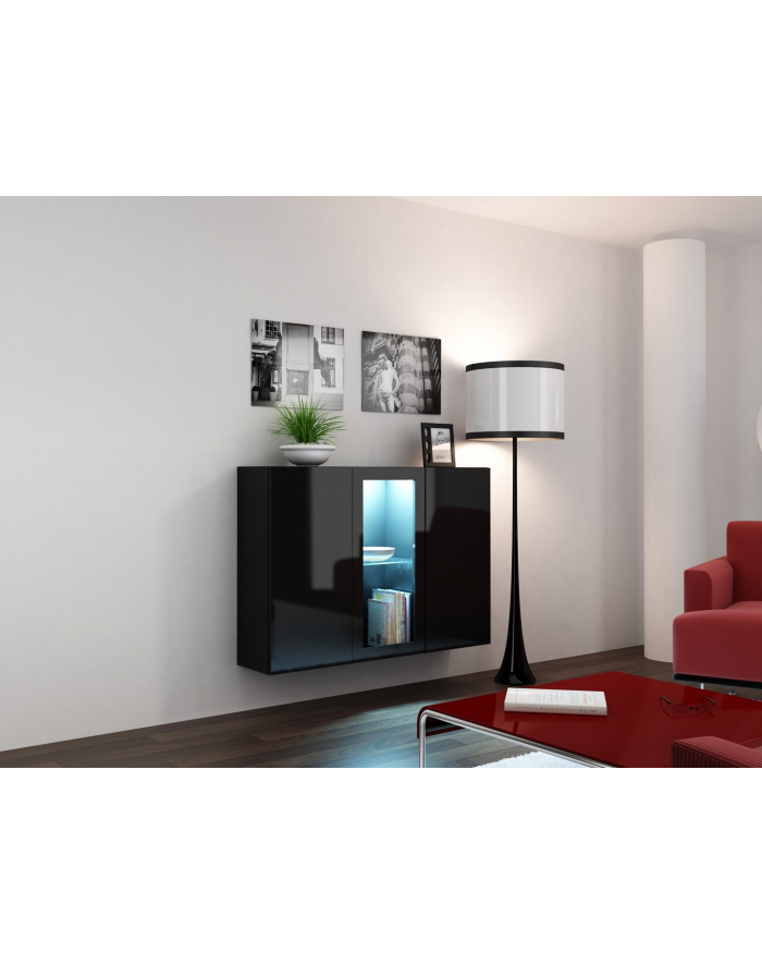 cama meble Komoda VIGO 90/120/38 czarny/czarny połysk główny