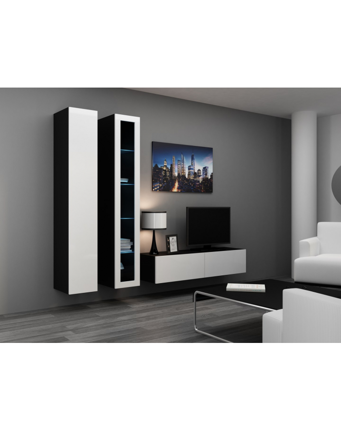 cama meble Zestaw VIGO 10 czarny/biały połysk główny