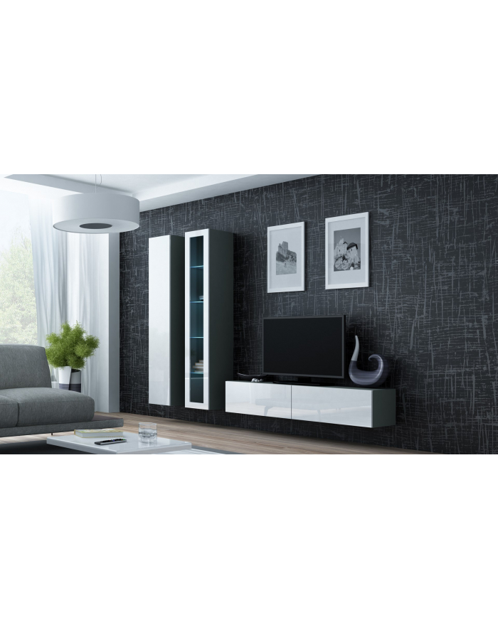 cama meble Zestaw VIGO 10 szary/biały połysk główny