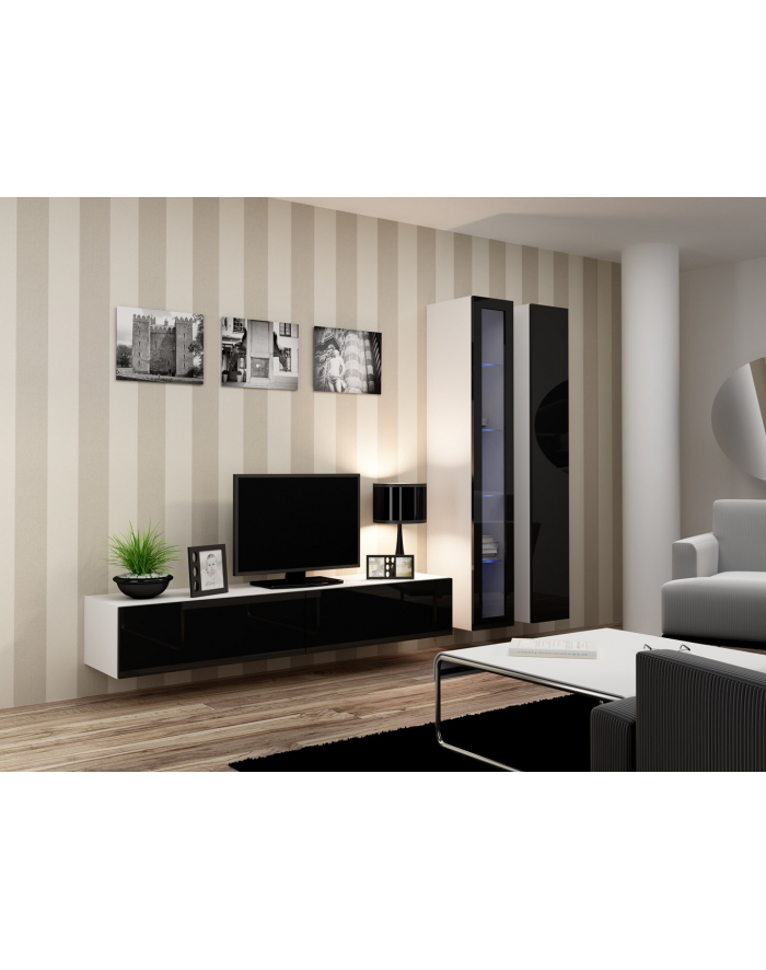 cama meble Zestaw VIGO 3 biały/czarny połysk główny