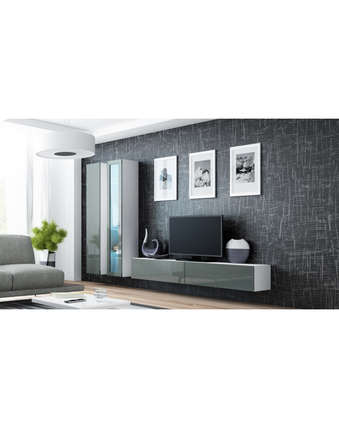 cama meble Zestaw VIGO 3 biały/szary połysk główny