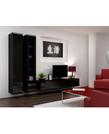 cama meble Zestaw VIGO 3 czarny/czarny połysk