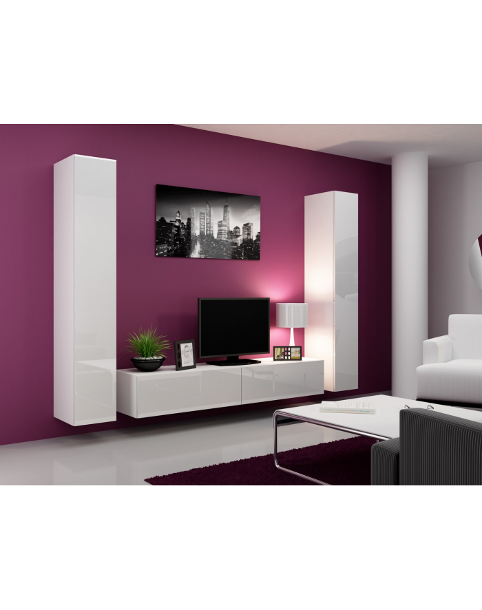 cama meble Zestaw VIGO 4 biały/biały połysk główny