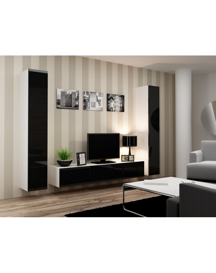 cama meble Zestaw VIGO 4 biały/czarny połysk główny